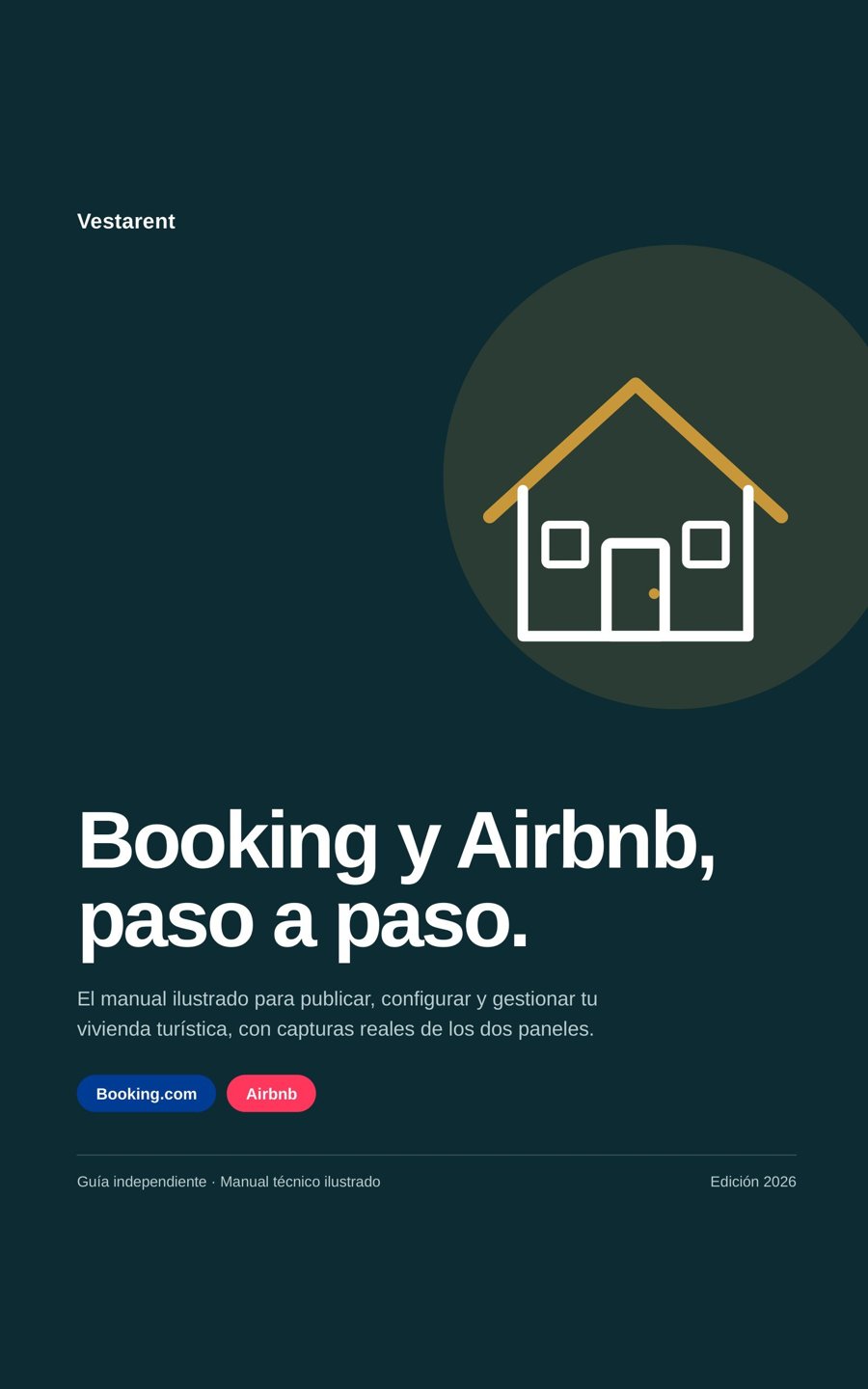 Portada del manual «Booking y Airbnb, paso a paso» de Vestarent